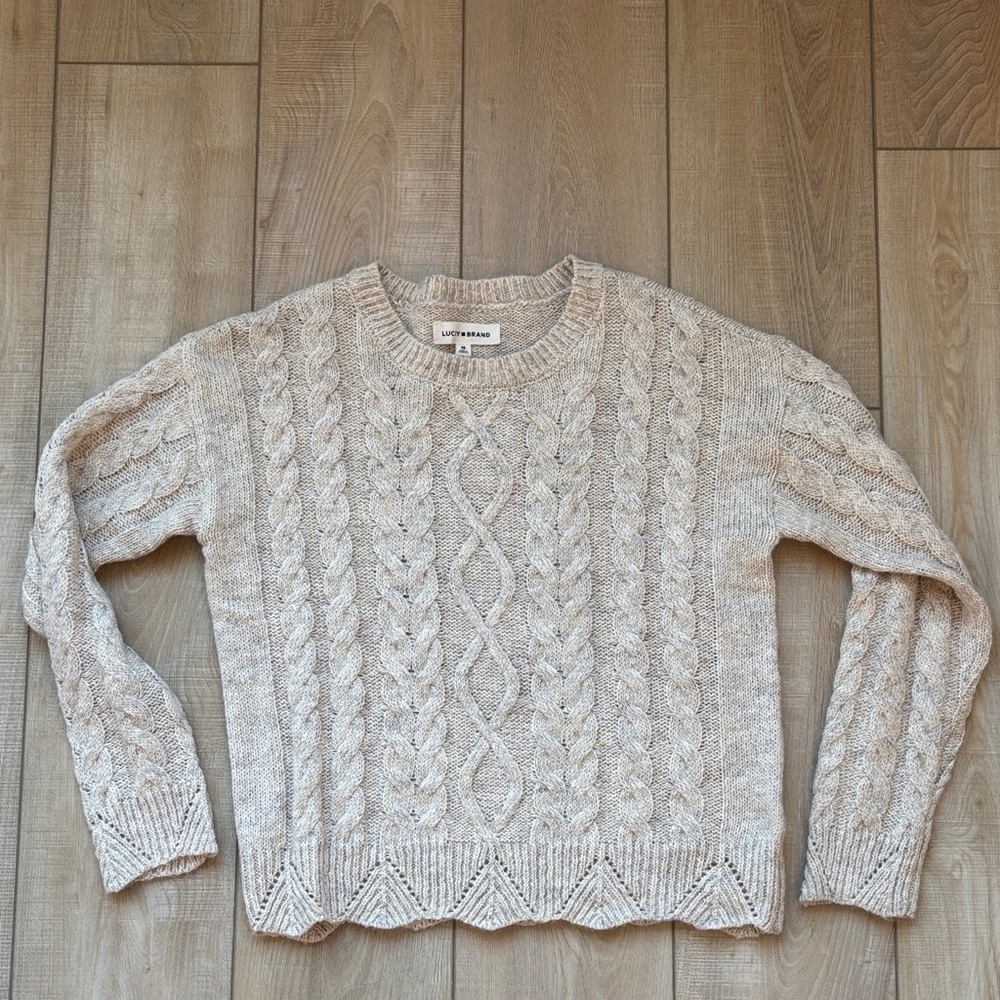 Lucky Brand Beige Cable Knit Sweater NWT
